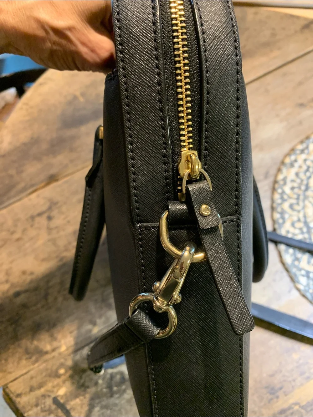 Like New Kate Spade Saffiano 13” Black Leather Laptop Bag with Shoulder Strap